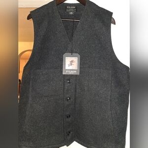 Filson Mackinaw Wool Charcoal Gray Vest XL Long